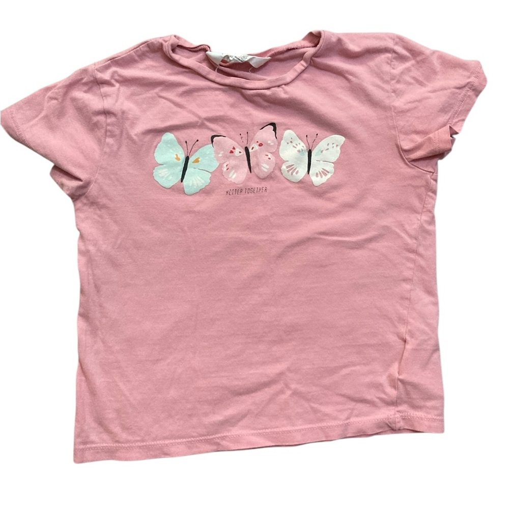 Girls H & M size 5t size 6 graphic tee butterfly
